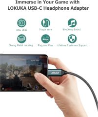 LOKUKA USB Type C to 3.5mm Female Headphone Jack Adapter