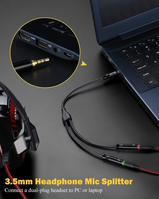 SOLMIMI Headphone Mic Splitter, 3.5mm TRRS