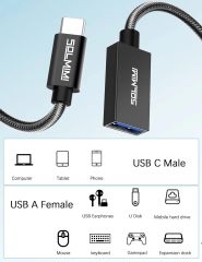 SOLMIMI USB C to USB Female Cable (4 FT-1.2 M)