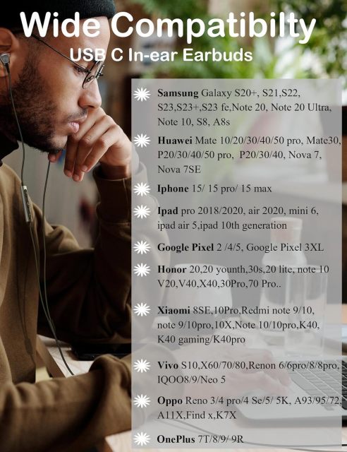 SOLMIMI USB C Headphones Wired