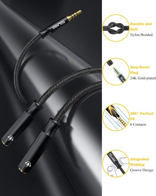 SOLMIMI Headphone Splitter 3.5 mm TRRS