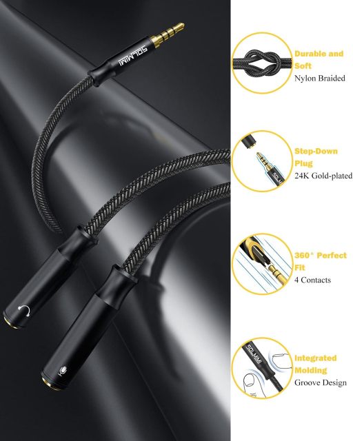 SOLMIMI Headphone Mic Splitter, 3.5mm TRRS