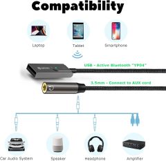 LOKUKA Bluetooth 5.3 to Aux Adapter for Car or Amp, USB to 3.5mm Female Bluetooth Receiver