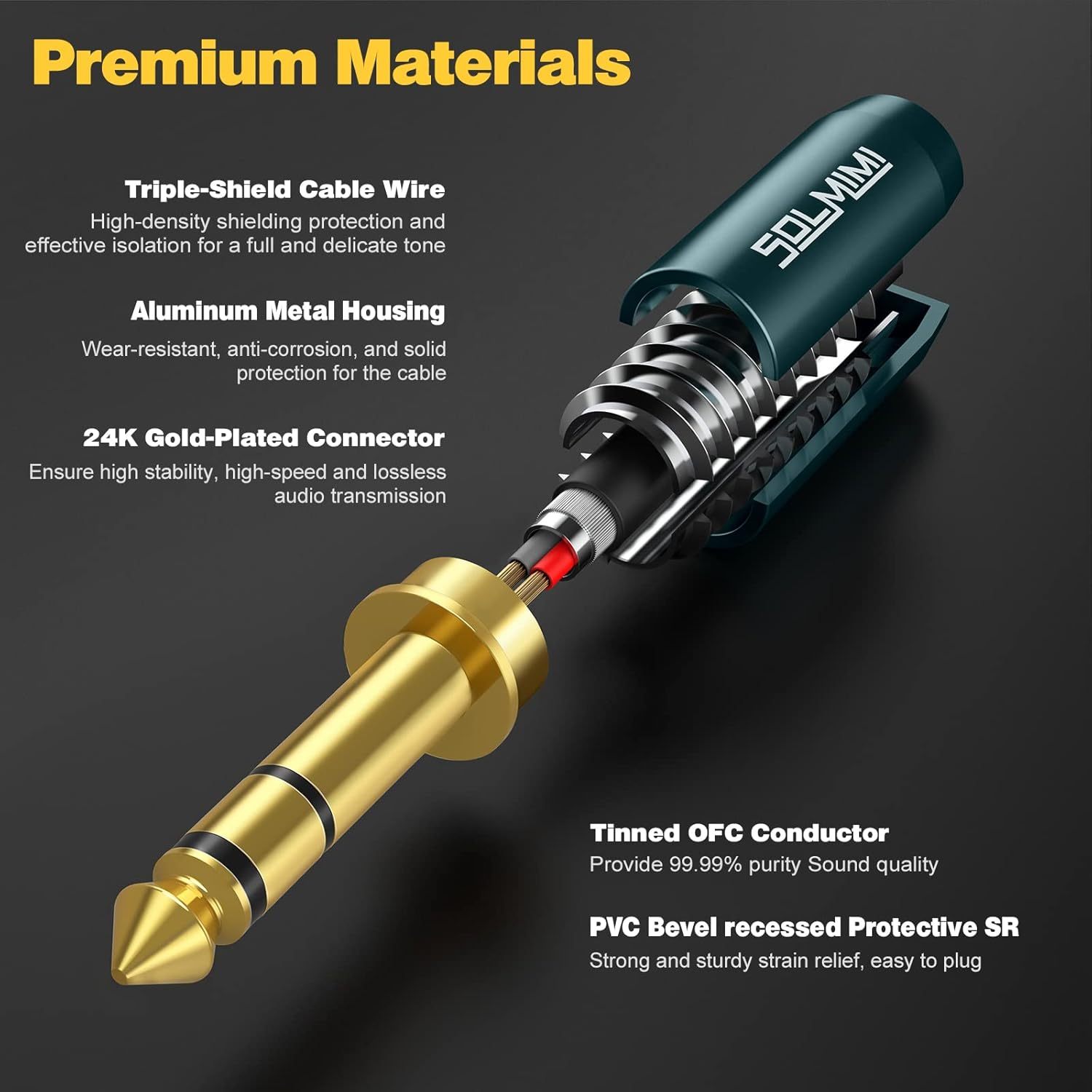 SOLMIMI 1/4 to 1/8 Headphone Adapter