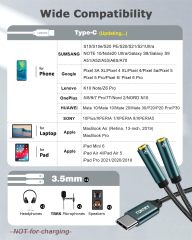 LOKUKA USB C to Dual 3.5mm Female Headphone Splitter