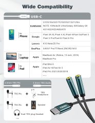 LOKUKA USB C to 2 TRS 3.5mm Headphone Mic Splitter Adapter