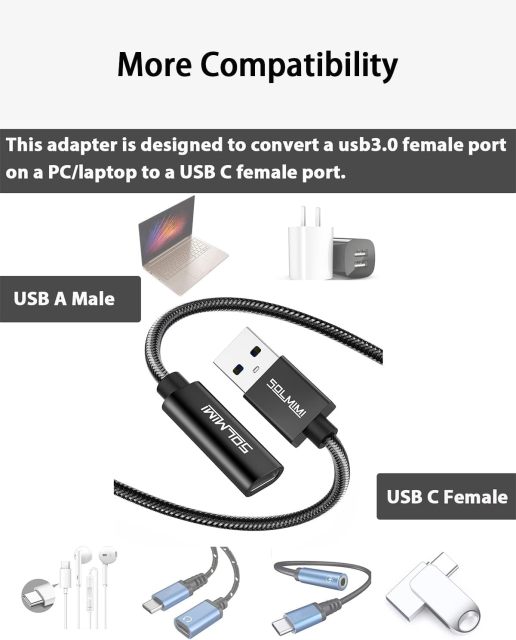 SOLMIMI USB C Female to USB Male Adapter