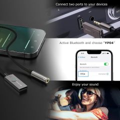 LOKUKA Bluetooth 5.3 to Aux Adapter for Car or Amp, USB to 3.5mm Female Bluetooth Receiver