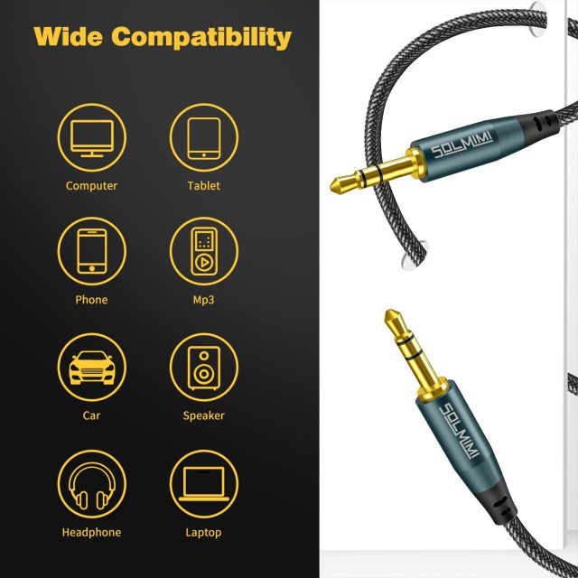 SOLMIMI 3.5mm Male to Male Stereo Audio Cable