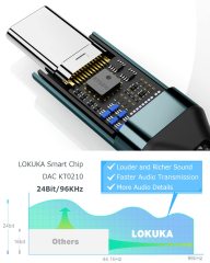 LOKUKA USB C to 3.5mm Audio AUX Jack Cable (3.3 FT), Type C to TRS 3.5mm Male Headphone Adapter