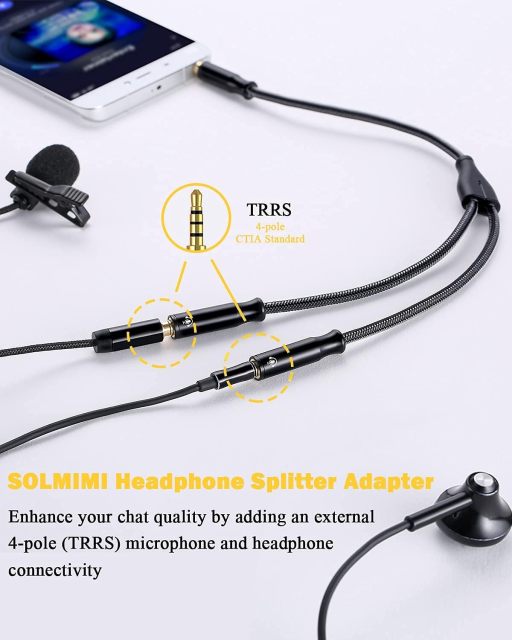 SOLMIMI Headphone Splitter 3.5 mm TRRS