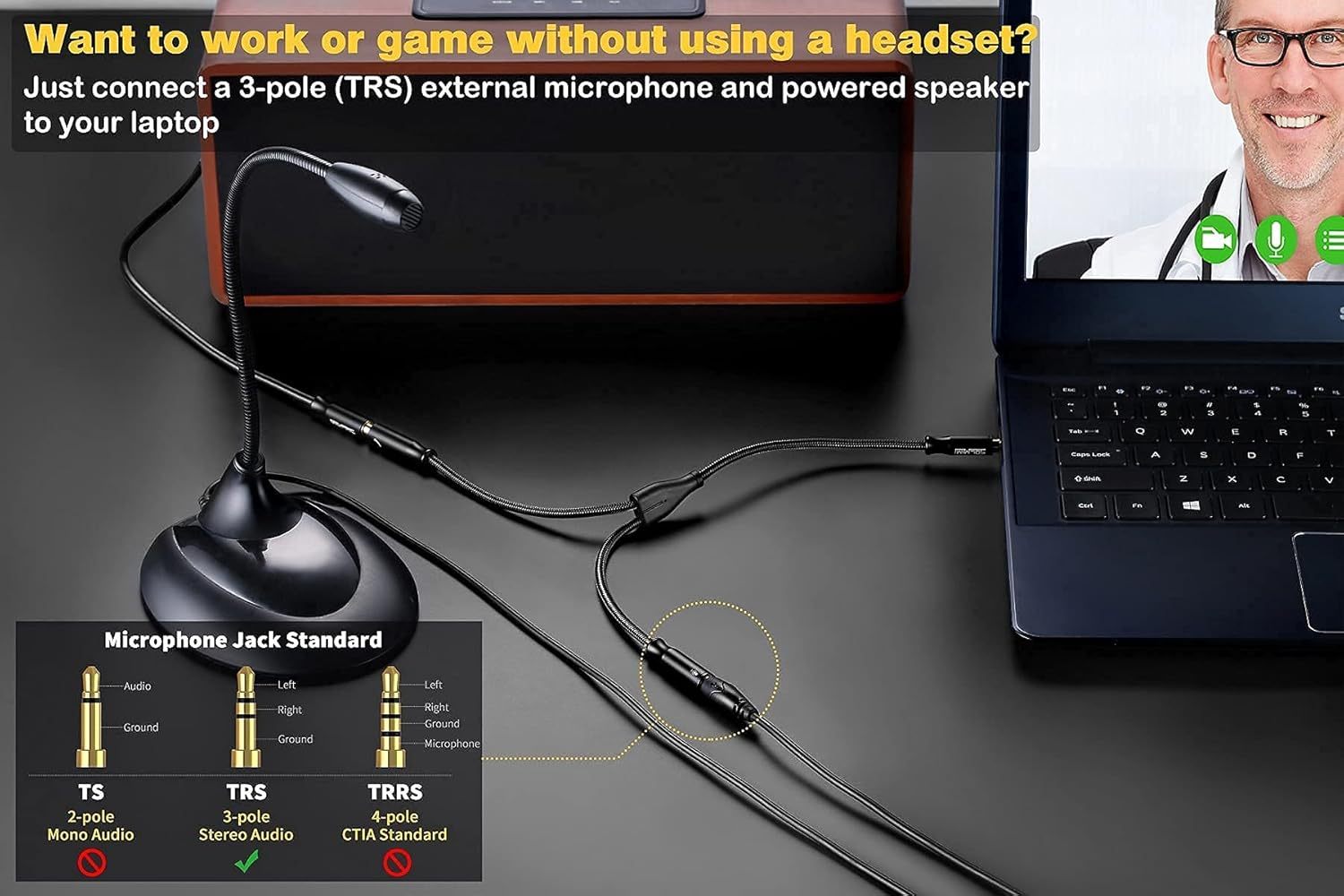 SOLMIMI Headphone Mic Splitter, 3.5mm TRRS