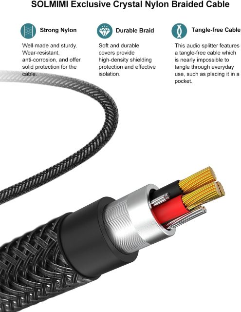 SOLMIMI Headphone Splitter (4 Feet) 3.5mm TRRS Male to Two TRRS Female Adapter