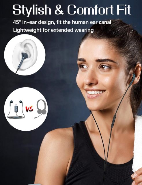 SOLMIMI USB Earbuds with Microphone for PC Laptop