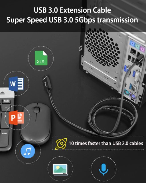 SOLMIMI USB Extension Cable, A Male to A Female Cord