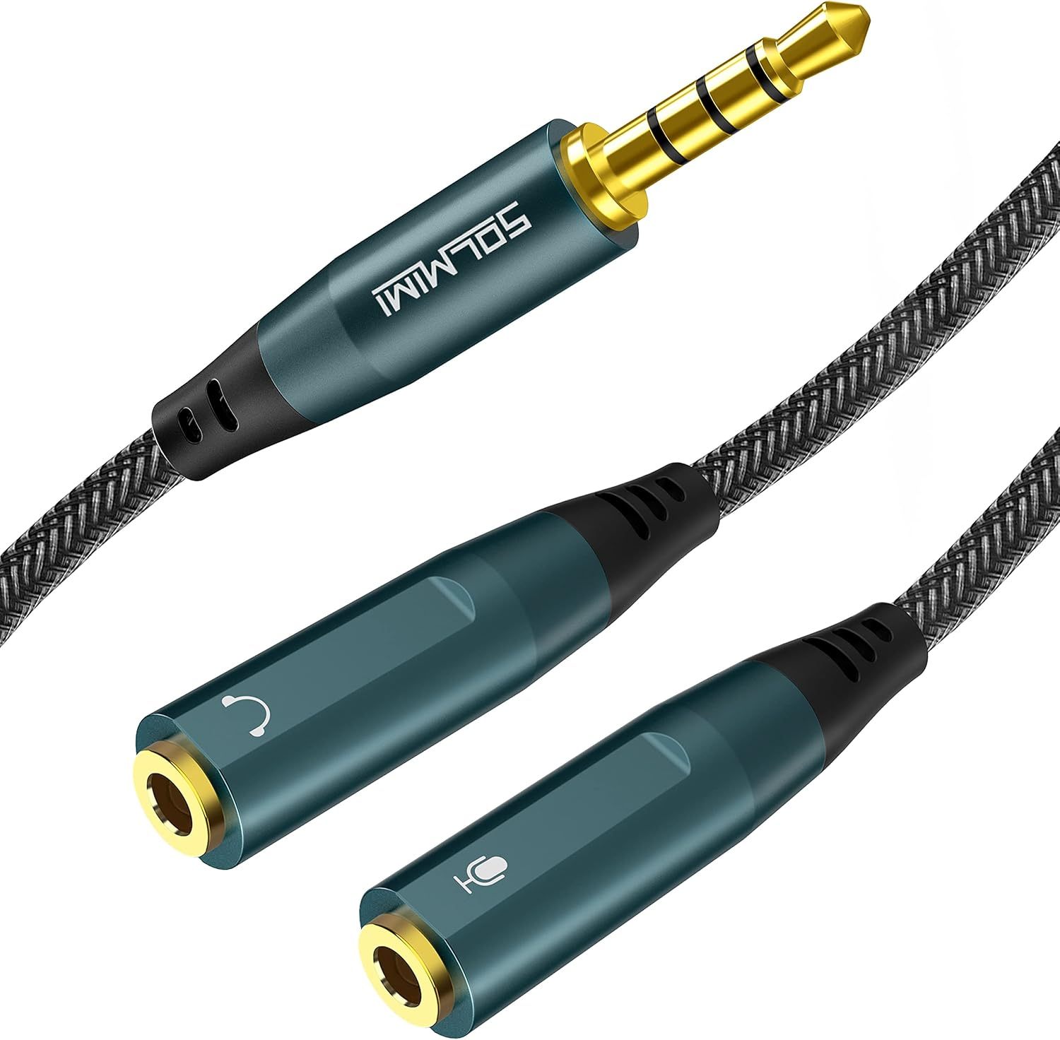 SOLMIMI Headset Adapter, 3.5mm Headphone Mic Splitter CTIA TRRS