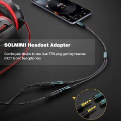 SOLMIMI Headset Adapter, 3.5mm Headphone Mic Splitter CTIA TRRS