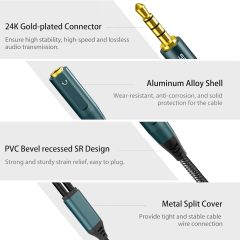 SOLMIMI Headset Adapter, 3.5mm Headphone Mic Splitter CTIA TRRS