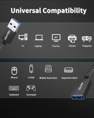 SOLMIMI USB Extension Cable, A Male to A Female Cord