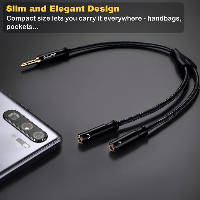SOLMIMI Headphone Mic Splitter, 3.5mm TRRS