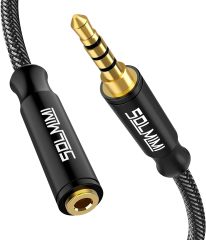 SOLMIMI Headphone Extension Cable 4 Pole 3.5mm TRRS Male to Female Lossless Stereo Audio Cable