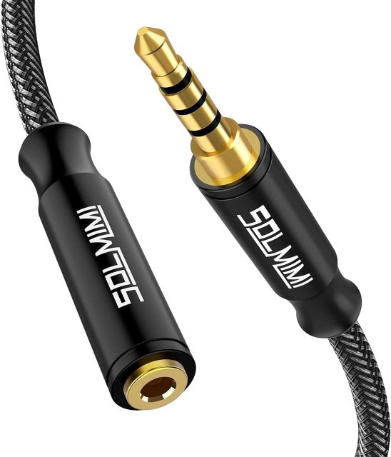 SOLMIMI Headphone Extension Cable 4 Pole 3.5mm TRRS Male to Female Lossless Stereo Audio Cable