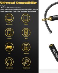 SOLMIMI Headphone Extension Cable 4 Pole 3.5mm TRRS Male to Female Lossless Stereo Audio Cable
