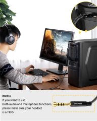 SOLMIMI Headset Splitter Cable for PC 3.5mm Crystal-Nylon Braid Female to Dual 3.5mm TRS