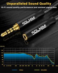 SOLMIMI Headphone Extension Cable 4 Pole 3.5mm TRRS Male to Female Lossless Stereo Audio Cable