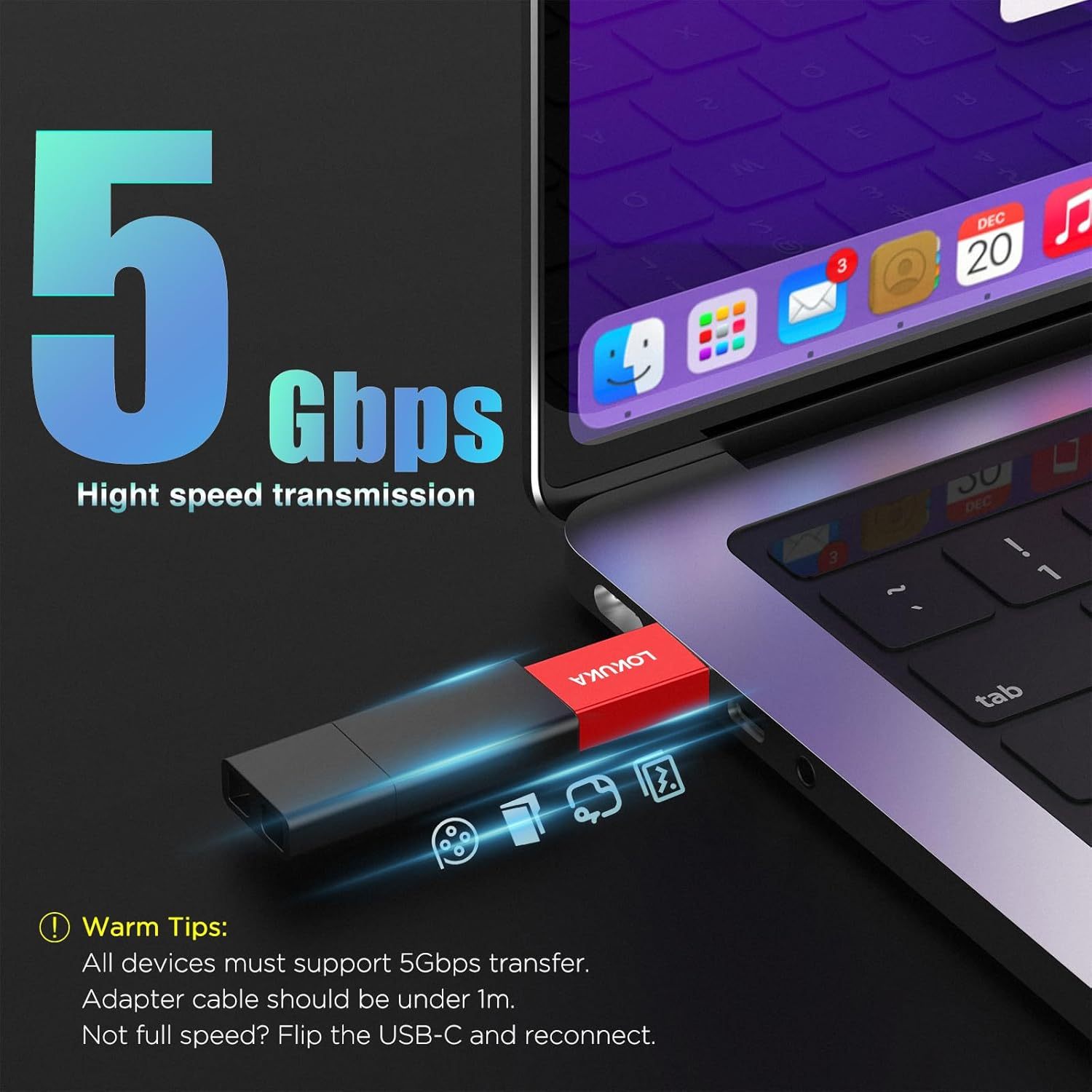 USB Female to USB C OTG Adapter
