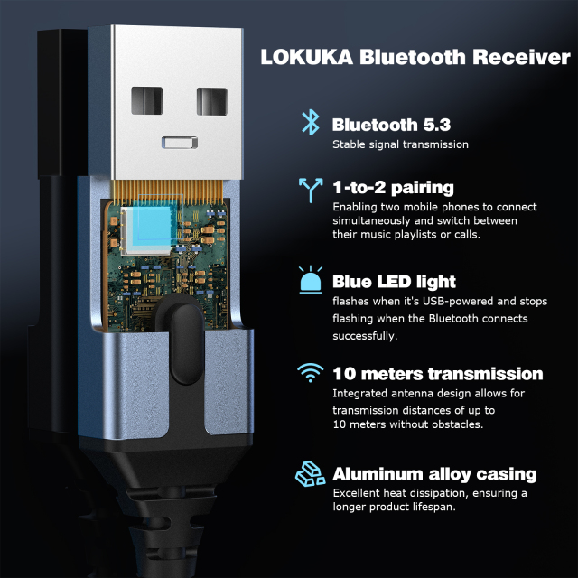 Bluetooth 5.3 to Aux Adapter for Car or Speaker