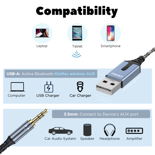 Bluetooth 5.3 to Aux Adapter for Car or Speaker
