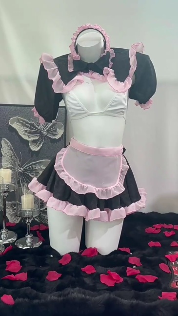 Siren Black & Pink Chiffon Top & Skirt Set 4199 | Lightweight, Flowy Two-Piece Outfit