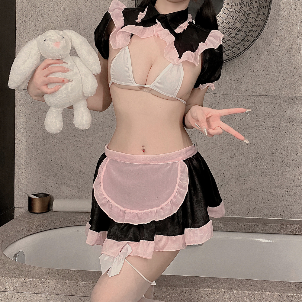 Siren Black & Pink Chiffon Top & Skirt Set 4199 | Lightweight, Flowy Two-Piece Outfit