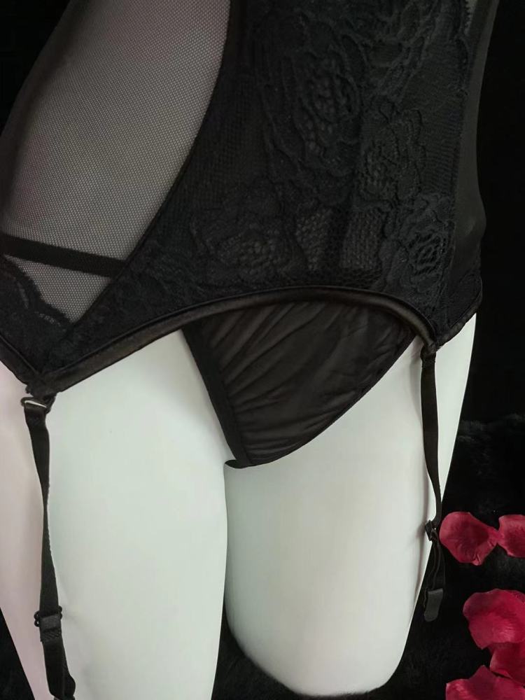 Siren Black & Purple Mesh Top & Panty Set 4228 | Edgy Elegance