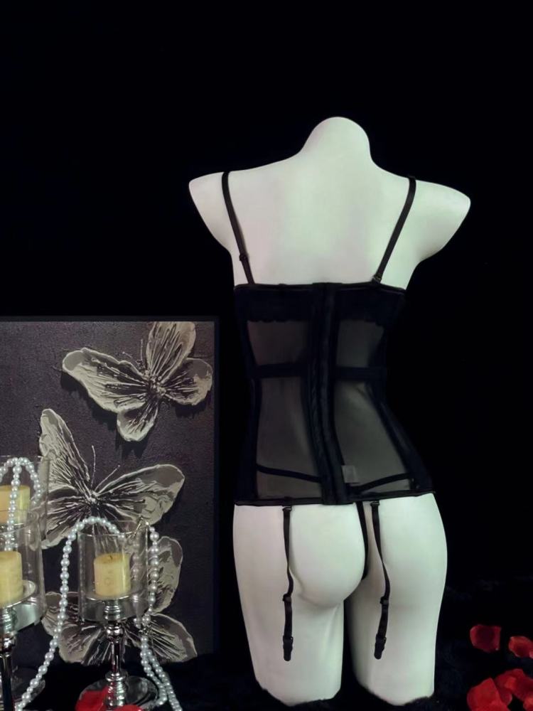 Siren Black & Purple Mesh Top & Panty Set 4228 | Edgy Elegance