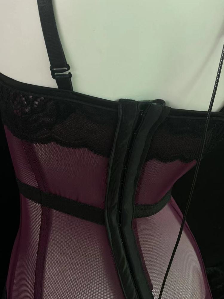 Siren Black & Purple Mesh Top & Panty Set 4228 | Edgy Elegance