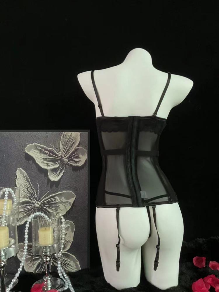 Siren Black & Purple Mesh Top & Panty Set 4228 | Edgy Elegance