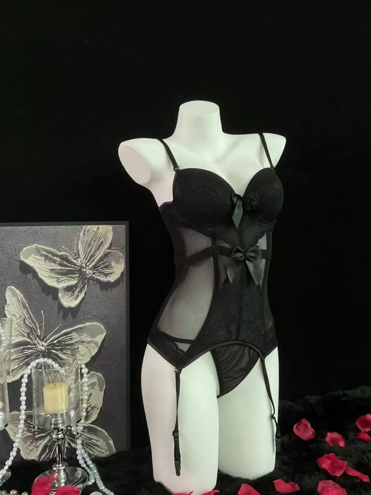 Siren Black & Purple Mesh Top & Panty Set 4228 | Edgy Elegance