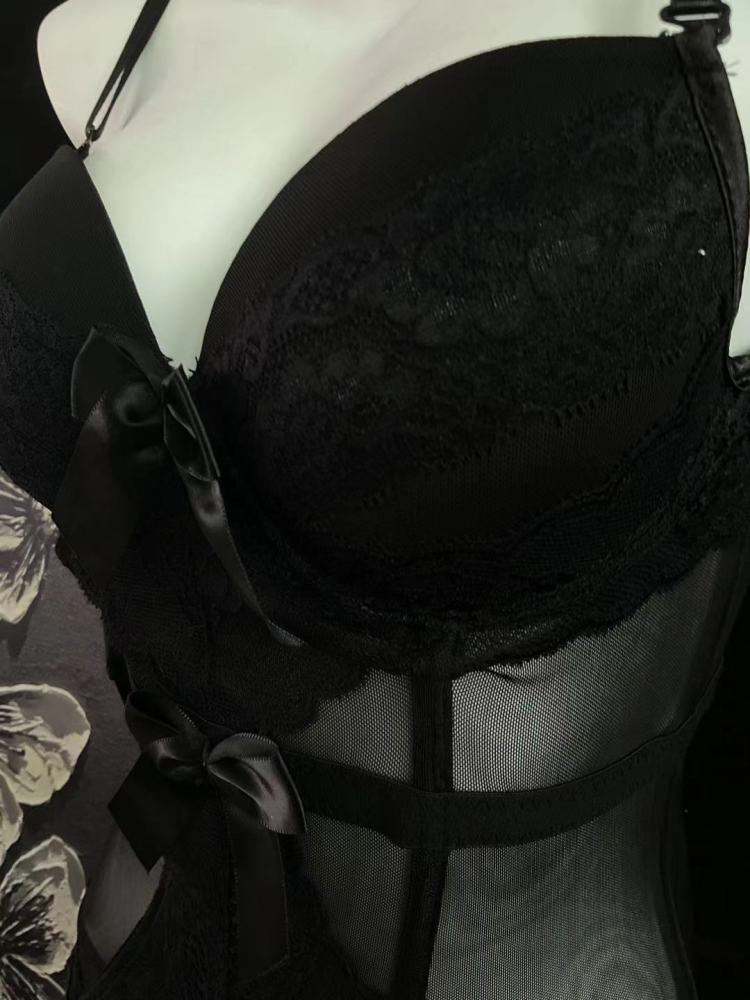 Siren Black & Purple Mesh Top & Panty Set 4228 | Edgy Elegance