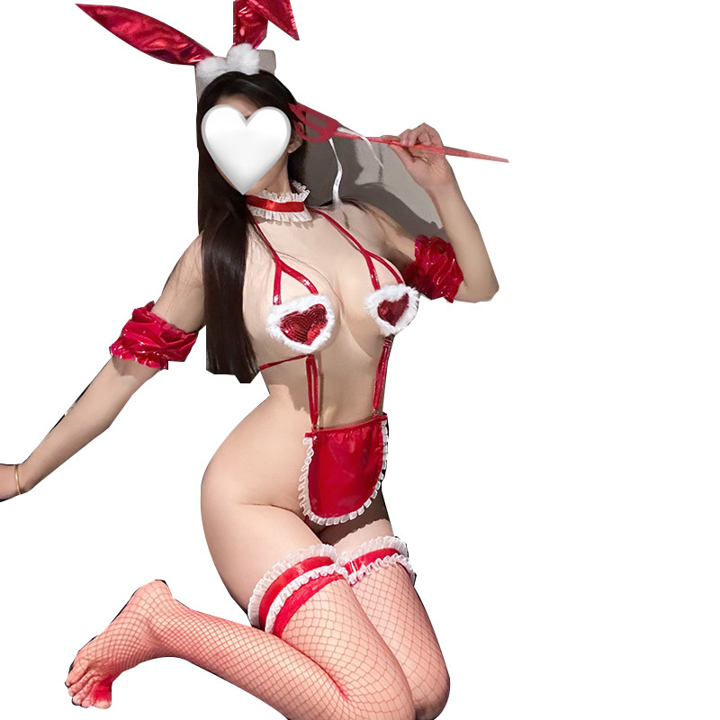 Siren Red & White Mirror Leather Tri-Piece Set 4230 | Bold High-Shine Elegance