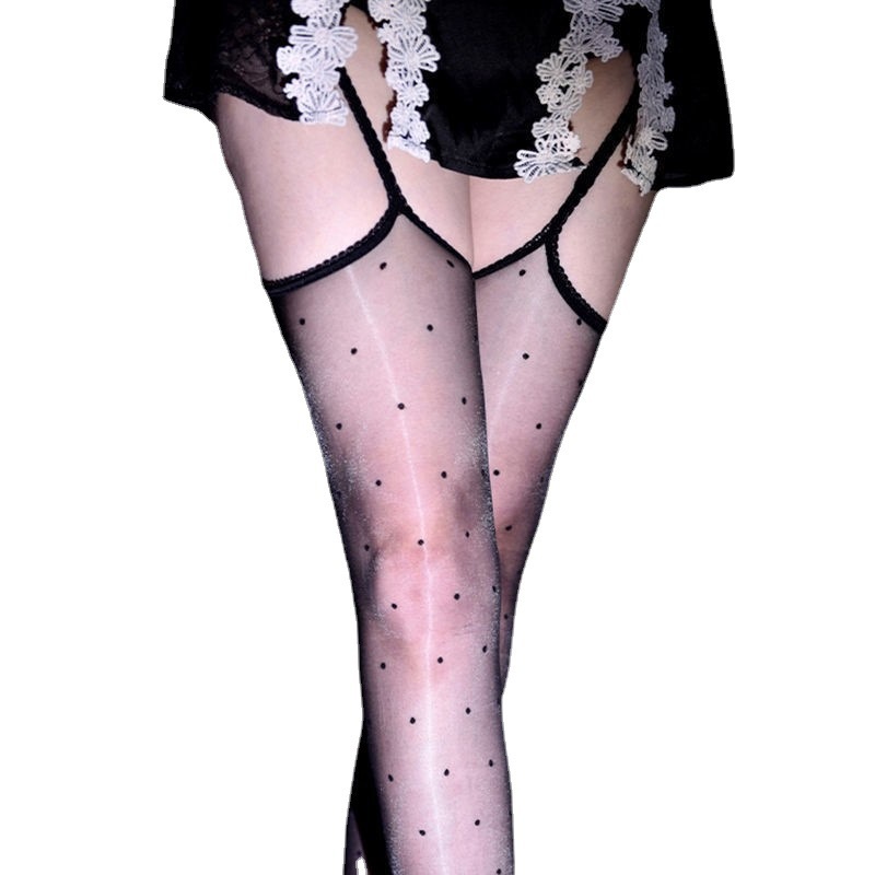 Aurora dot over-the-knee socks suspenders one-piece shiny sexy suspenders polka dot thin stockings stockings