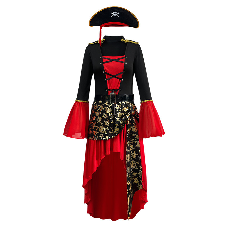 Red Pirates cos Captain Jack adult female Caribbean
