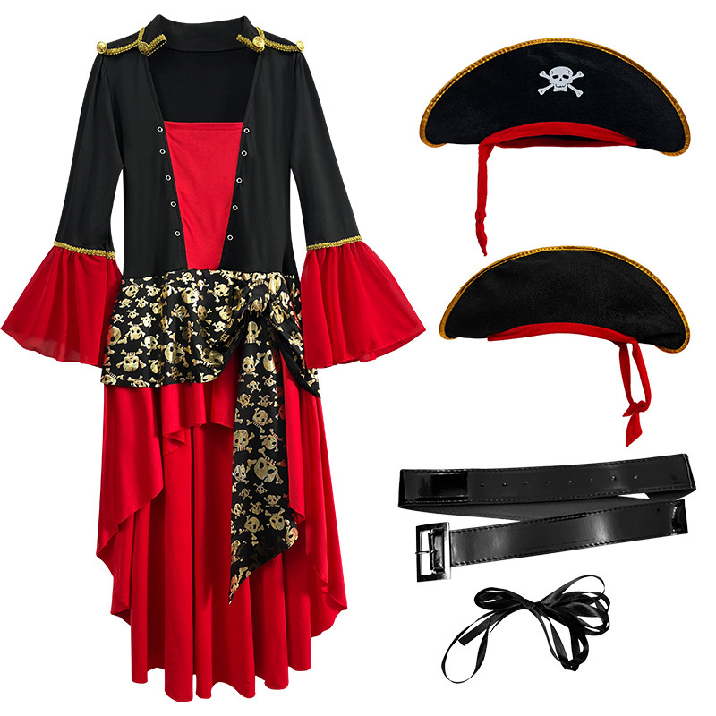 Red Pirates cos Captain Jack adult female Caribbean