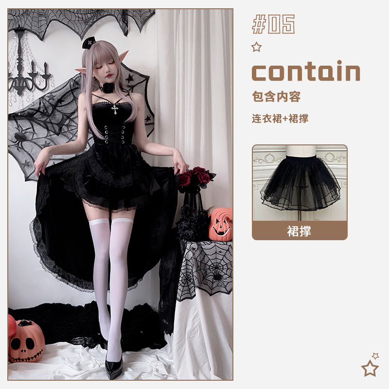 European and American dark gothic style Halloween costume ladies dress swallowtail witch vampire bride