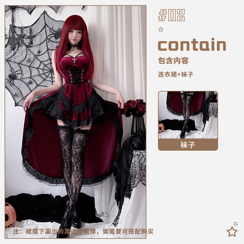 European and American dark gothic style Halloween costume ladies dress swallowtail witch vampire bride