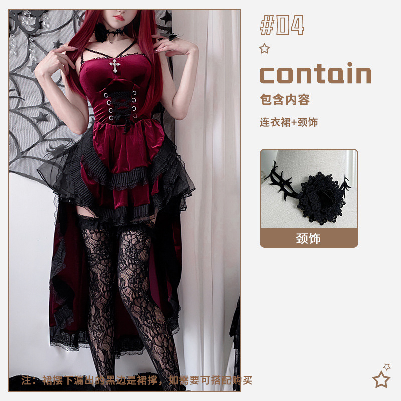 European and American dark gothic style Halloween costume ladies dress swallowtail witch vampire bride