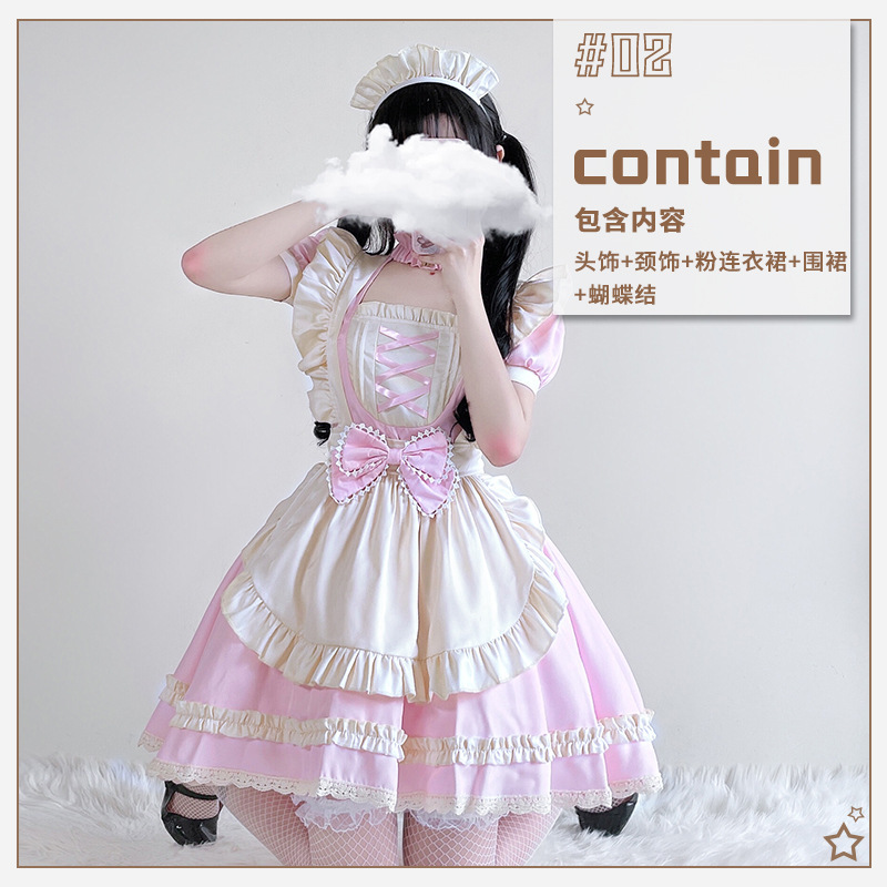 Japanese black and white lolita maid costume cos big cat large size maid costume two-dimensional cosplay