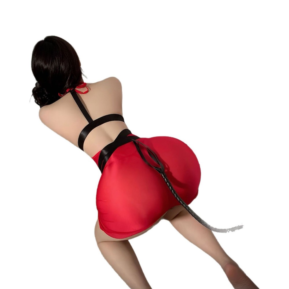 Tempting bondage sexy tight hip-wrapped slit miniskirt free to take off see-through