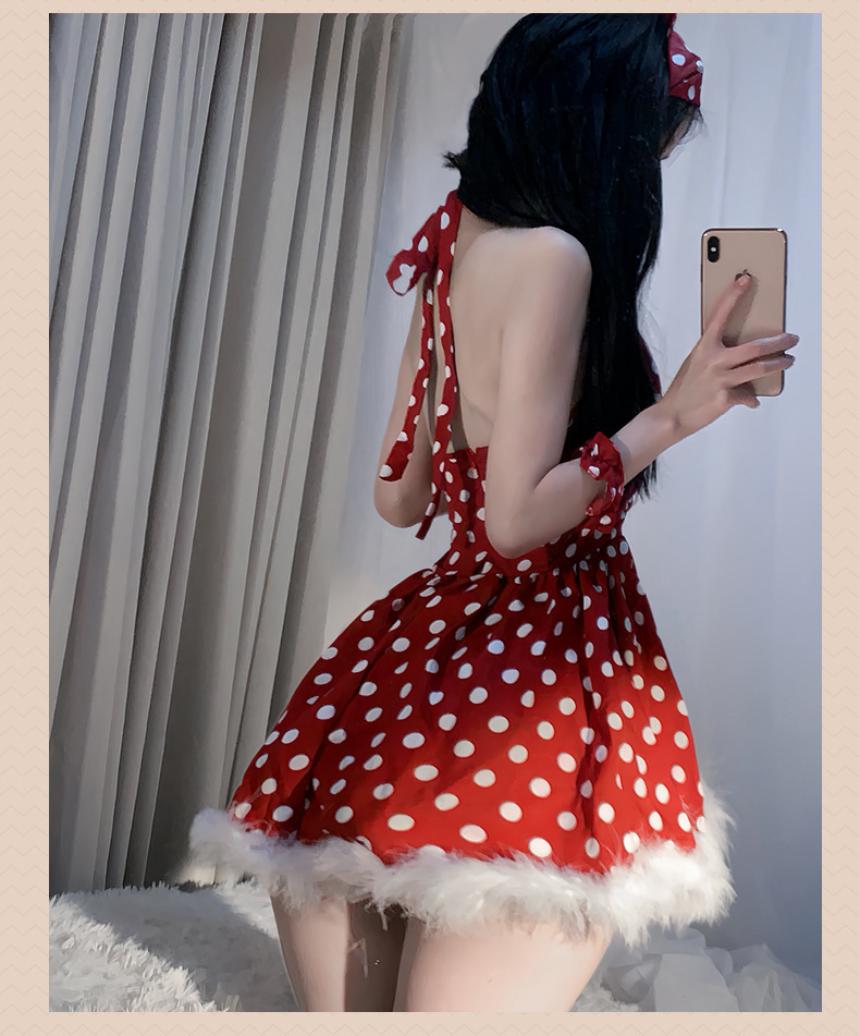Monroe* Nightdress New Year's Battle Dress Polka Dot French Fairy Raw Edge Halter Neck Tutu Skirt